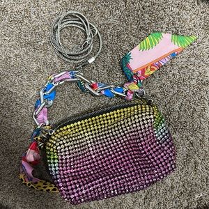 Rainbow Sequin handbag with crossbody chain. Never used- Excellent Condition